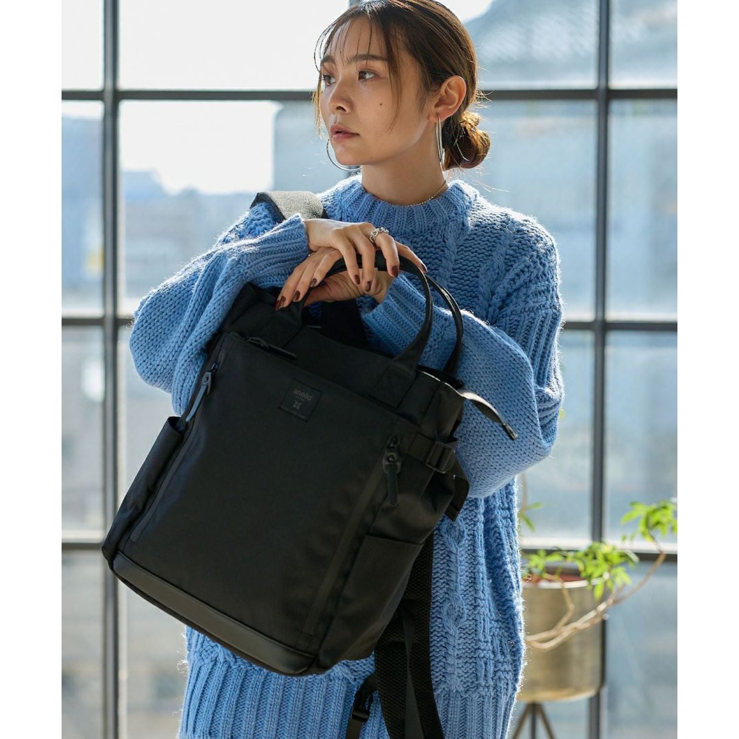 Anello Solid 2Way Tote Backpack