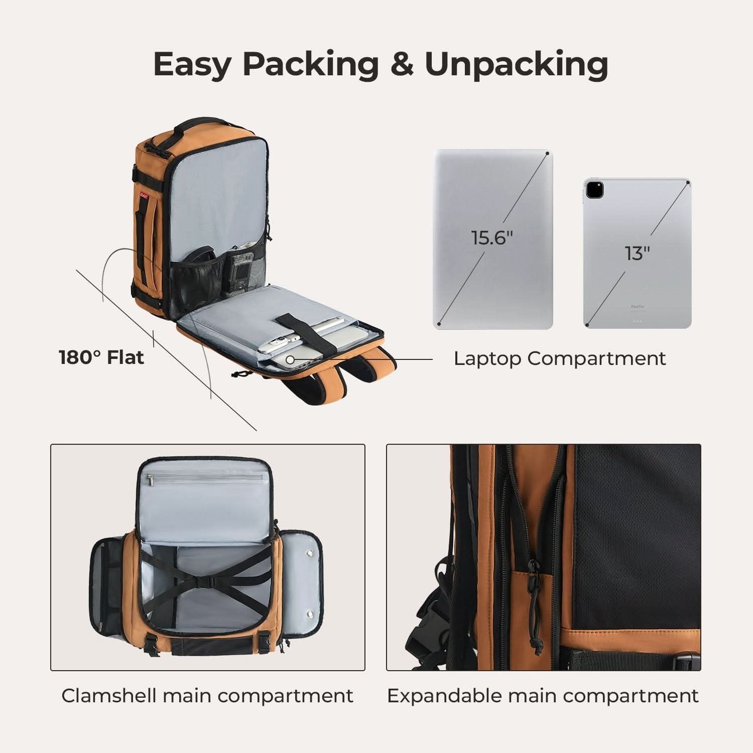 Bagsmart Blast Quick Access Carry On Expandable Travel Backpack