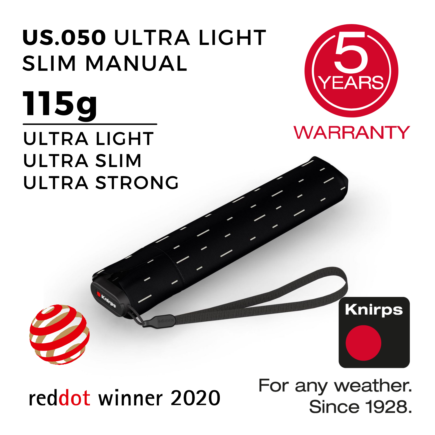 Knirps US.050 Ultra Light Slim Manual Umbrella (SA)