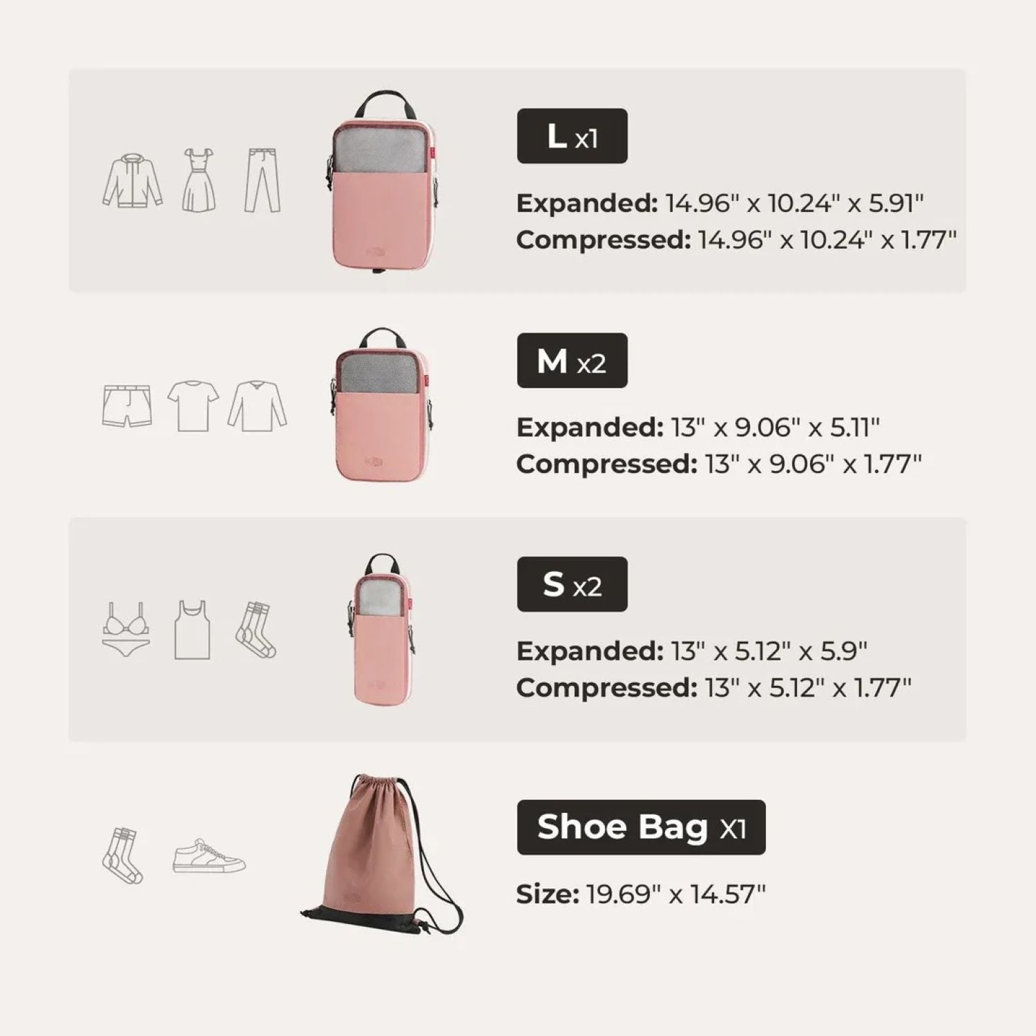 Bagsmart Blast 6-In-1 Compression Packing Cubes