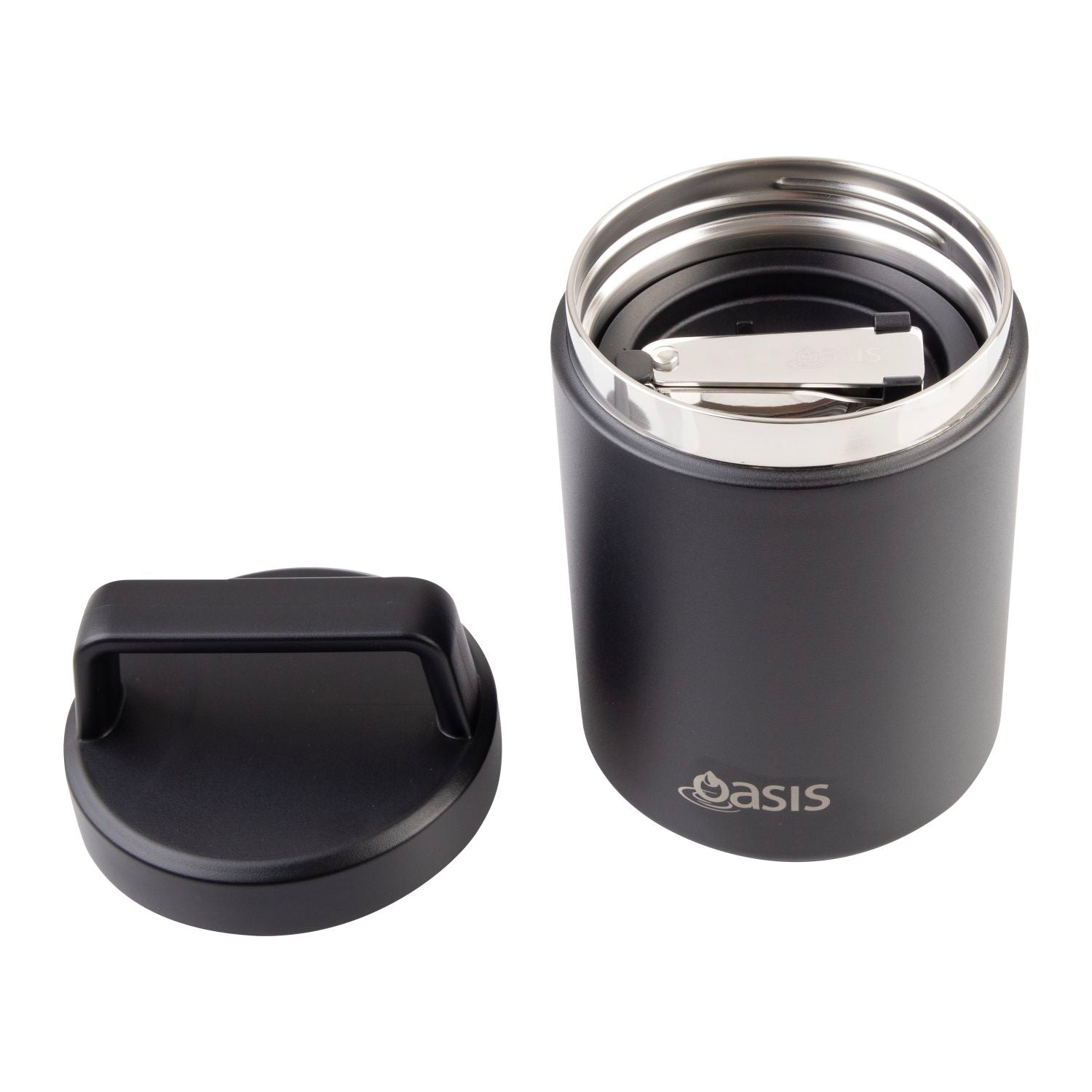 Oasis S/S Insulated Dual Compartment Food Jar W Handle And Spoon 480ML