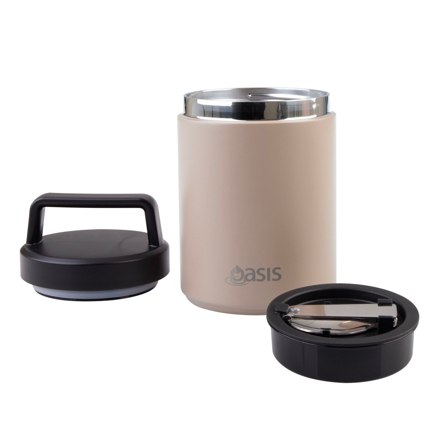 Oasis S/S Insulated Dual Compartment Food Jar W Handle And Spoon 480ML