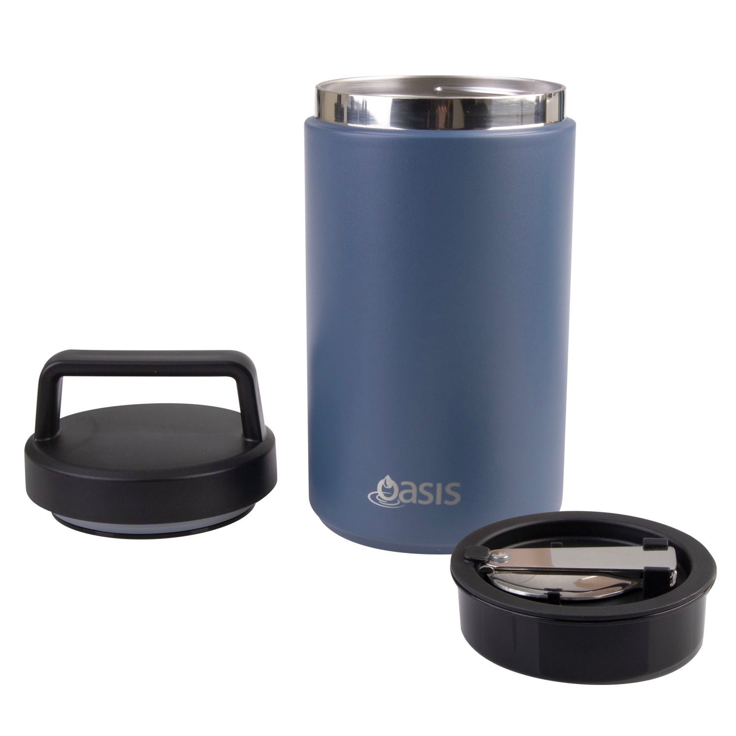 Oasis S/S Insulated Dual Compartment Food Jar W Handle And Spoon 700ML