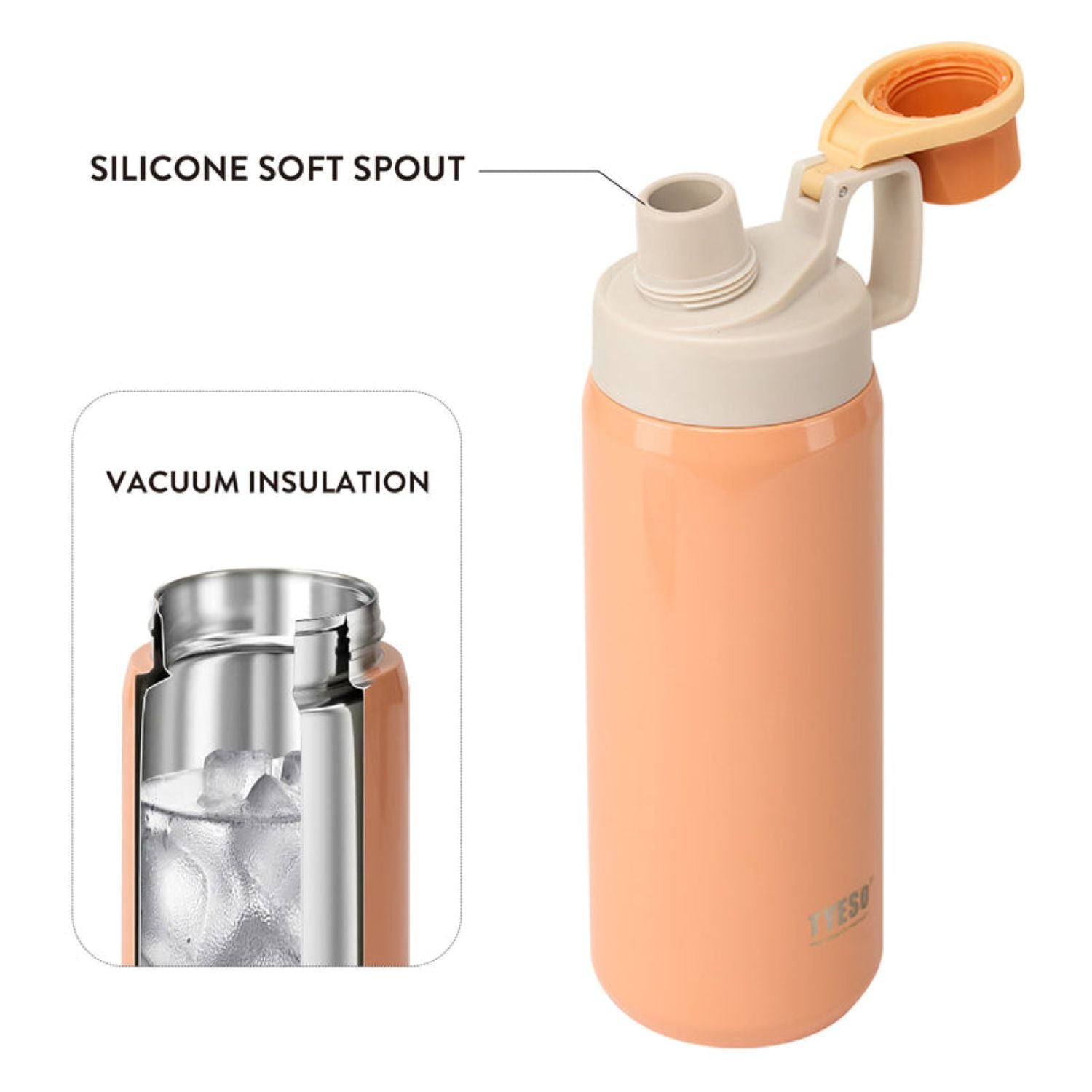 Tyeso Fizz S/S Vacuum Insulated Bottle With Handle 600ML