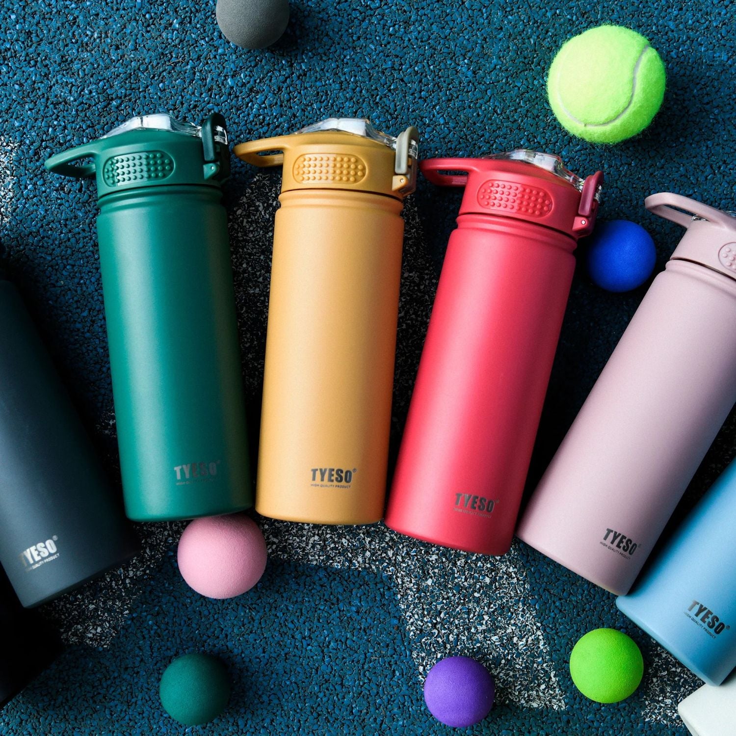 Tyeso Wander Lockable One Press Straw Flip Lid S/S Vacuum Insulated Bottle With Handle 600ml