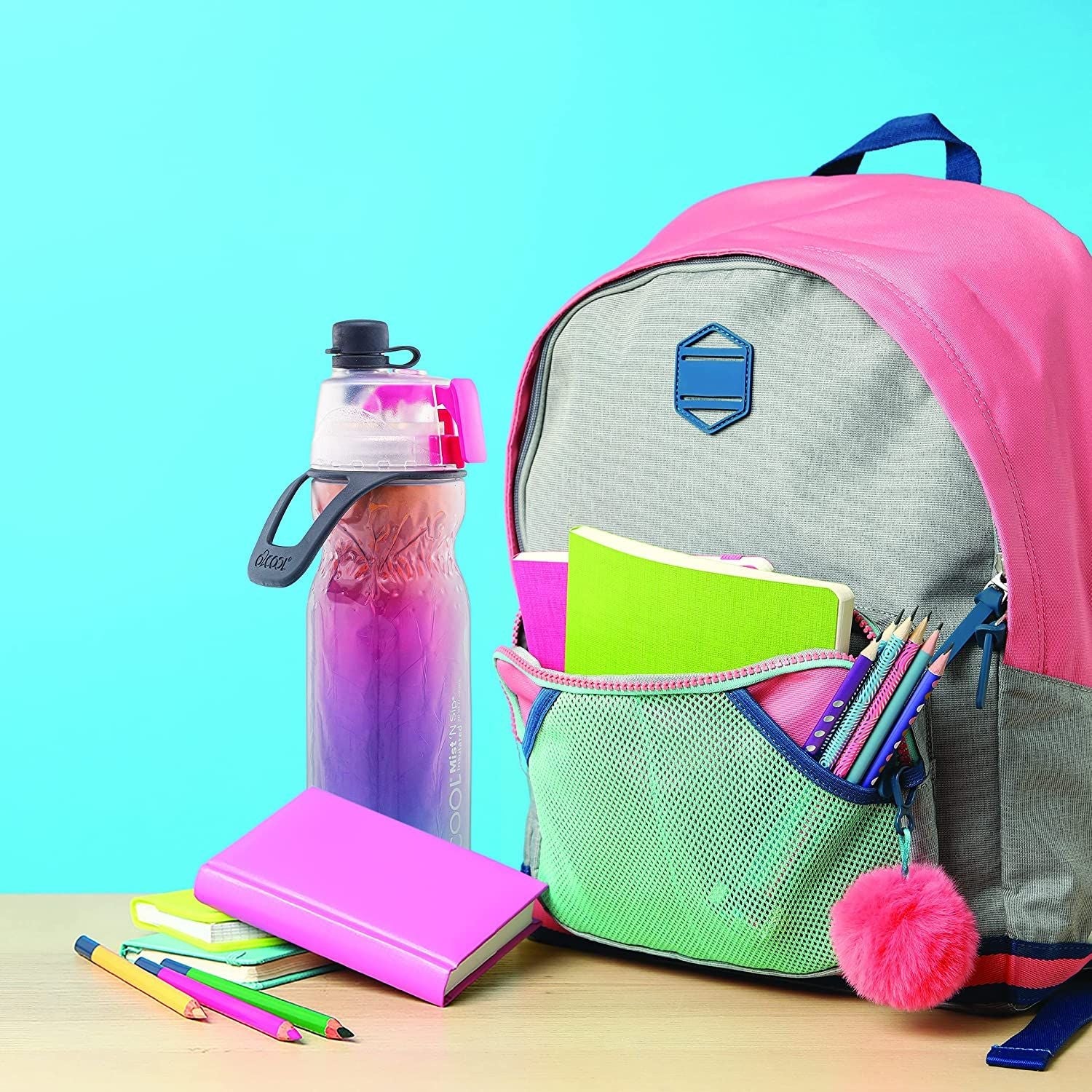 O2COOL Arctic Squeeze Mist 'N Sip Insulated Water Bottle 20oz