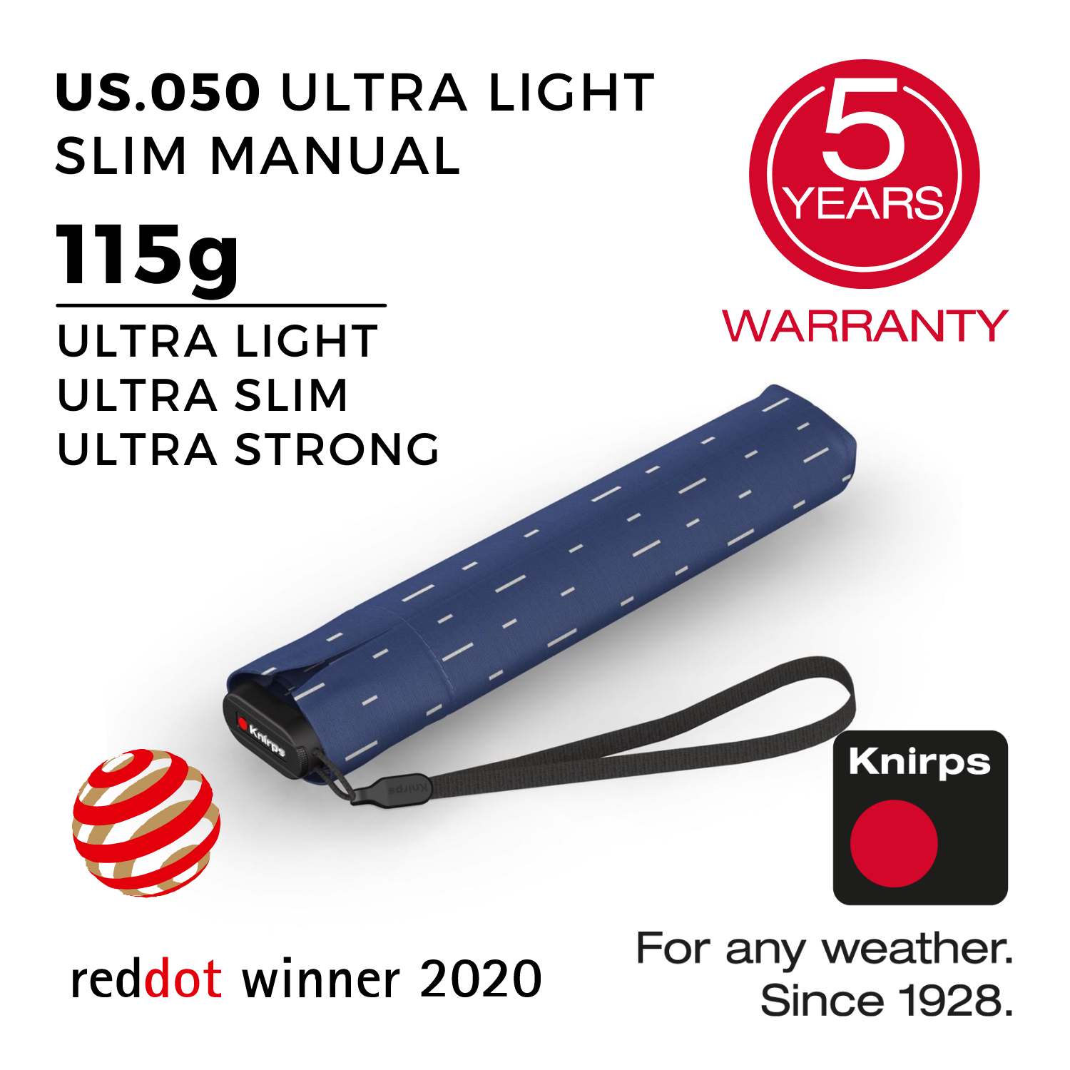 Knirps US.050 Ultra Light Slim Manual Umbrella (SA)