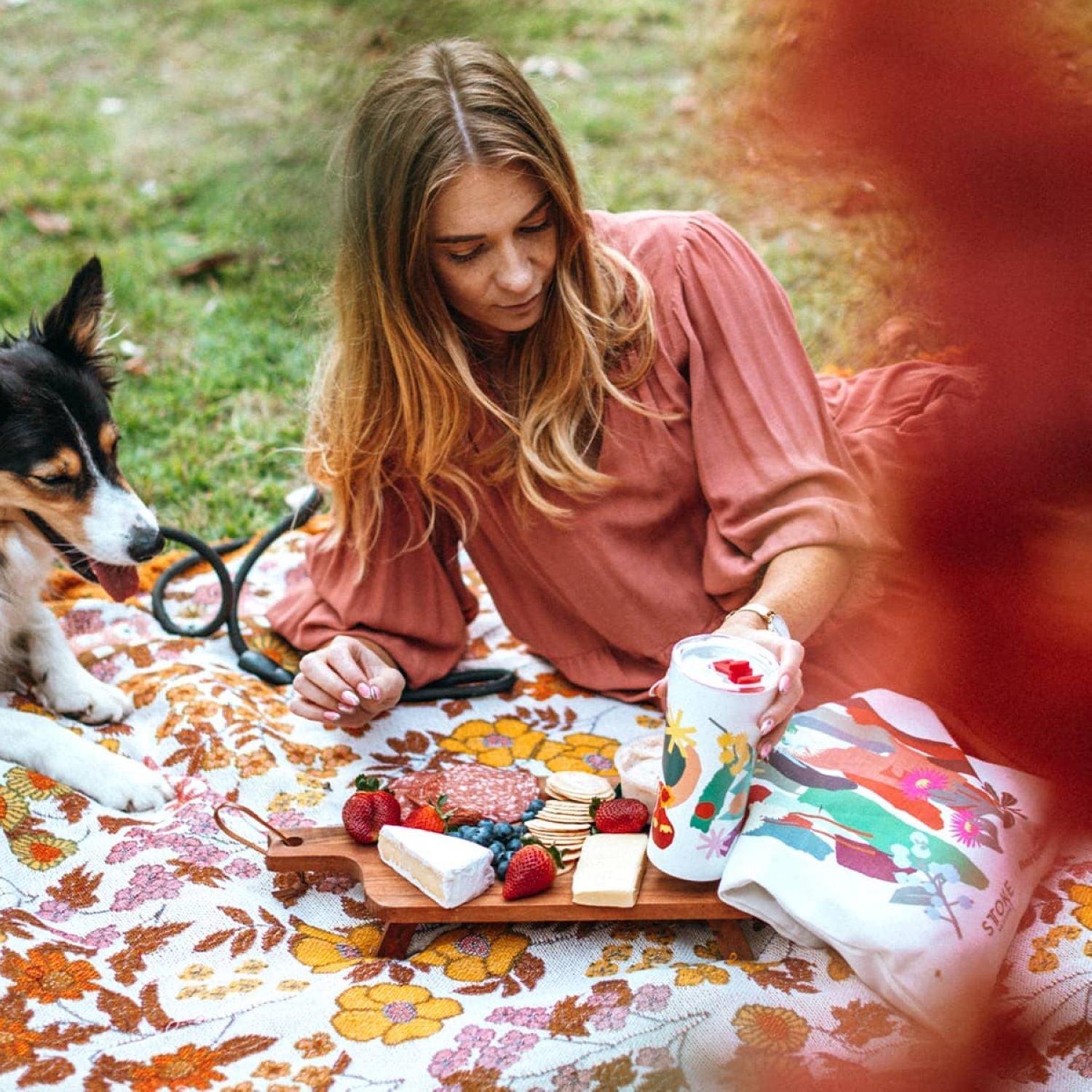 STTOKE Leah Summer Blooms Leakproof Ceramic Insulated Cup