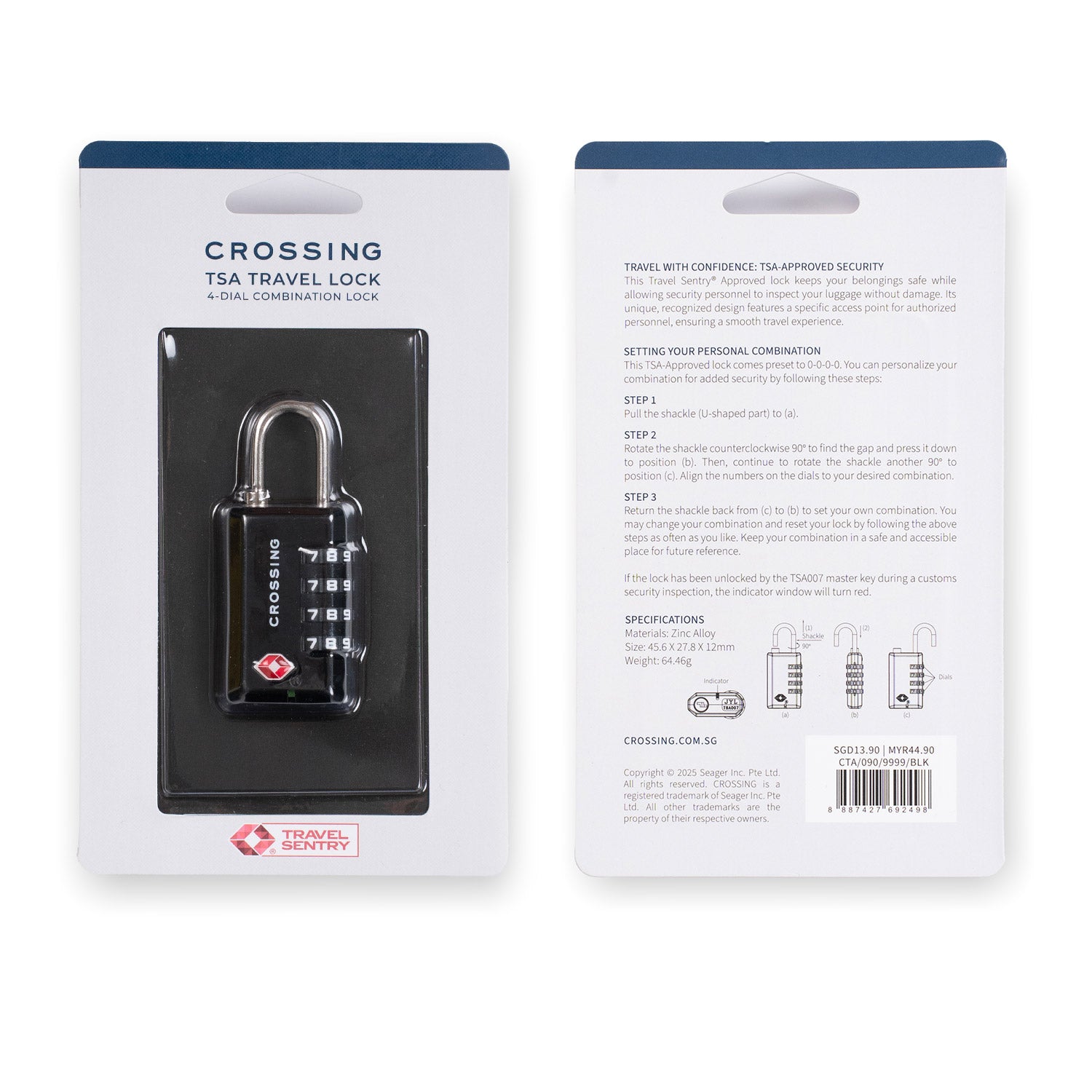 Crossing TSA 4-Dial Travel Lock
