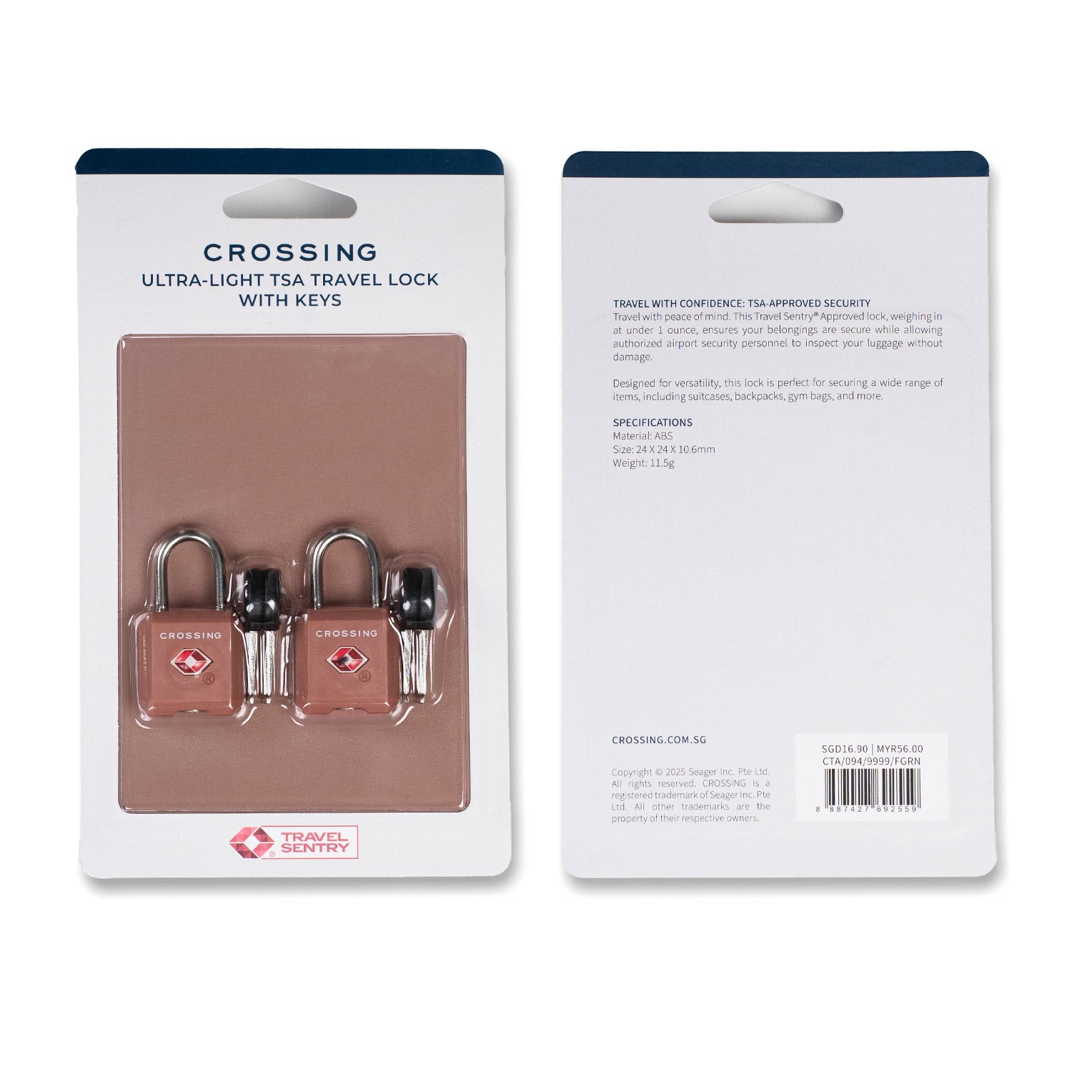 Crossing Ultra-Light TSA Travel Lock With Keys (Twin Pack)