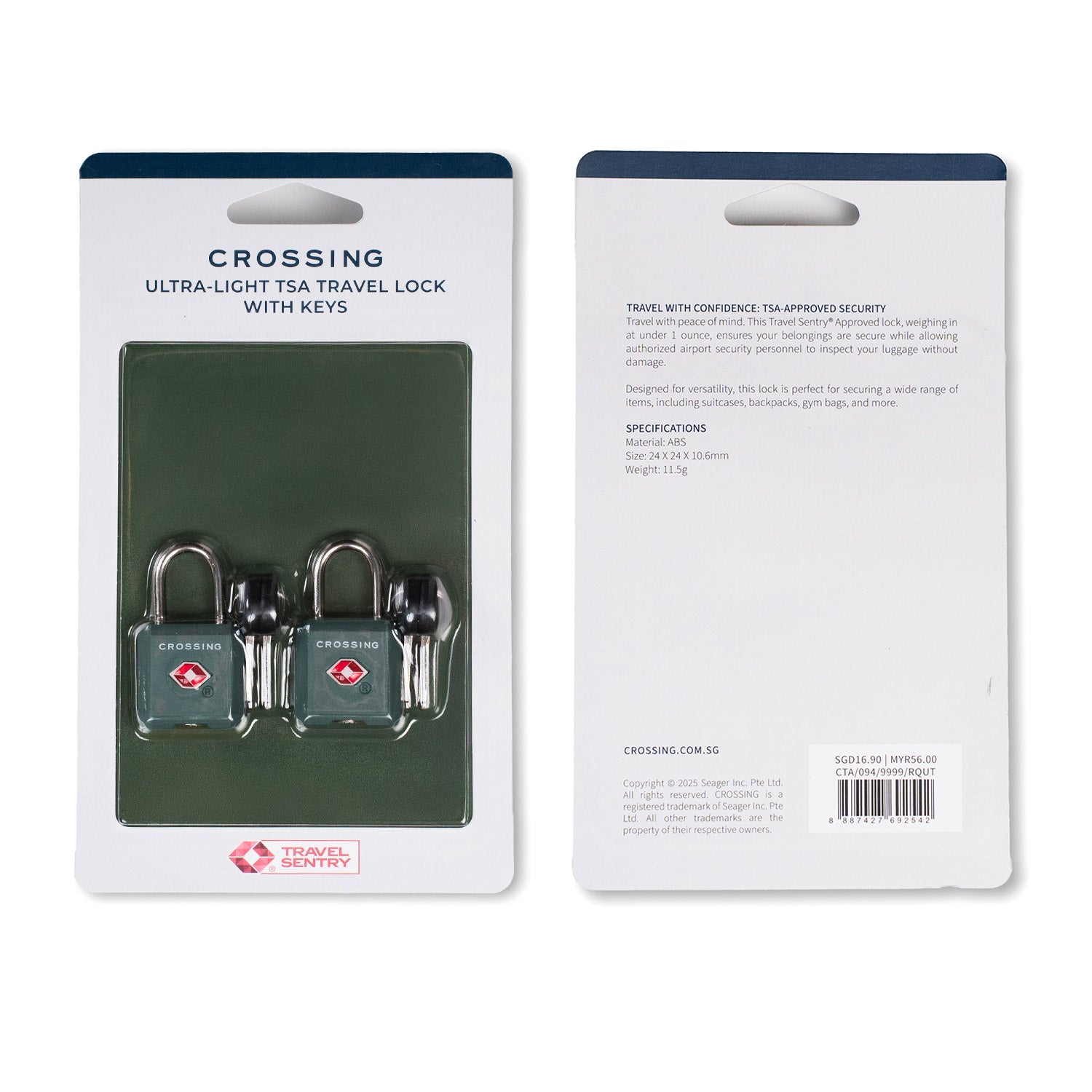 Crossing Ultra-Light TSA Travel Lock With Keys (Twin Pack)