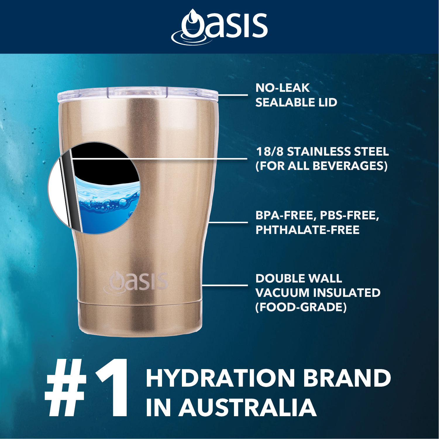 Oasis Stainless Steel Insulated Travel Cup 340ML